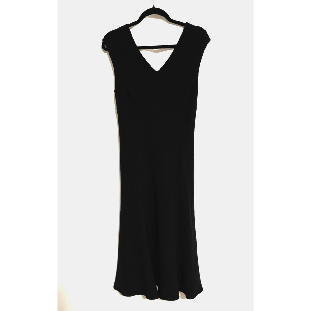Ralph Lauren LRL Dress 8 Black Midi Bodycon Sleeveless Vneck Lined
